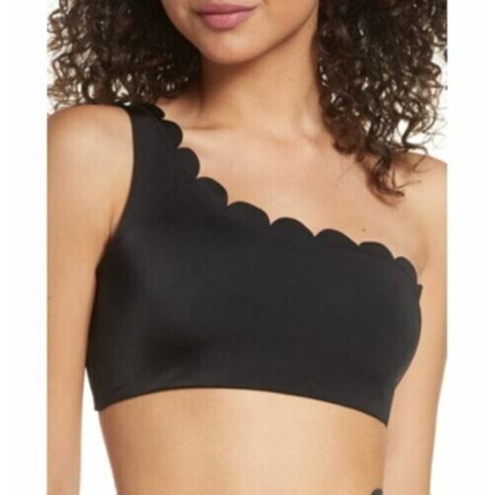 Chelsea28 Women's Scalloped One Shoulder Bikini Top Black Small MSRP $49